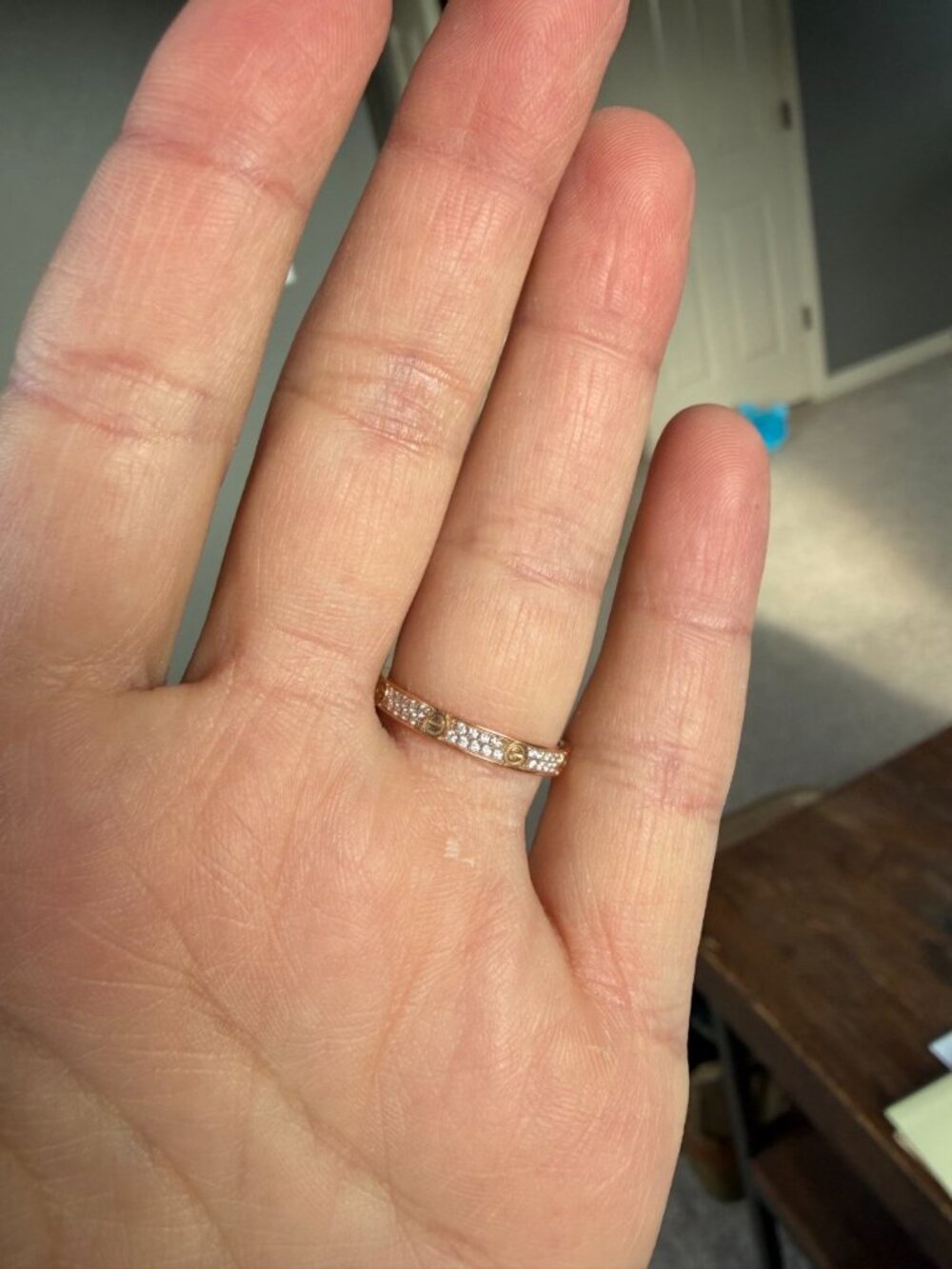 Cartier Love Ring - Mini Model with Pave in Rose Gold (Size 53 MM) - Picture 7 of 8